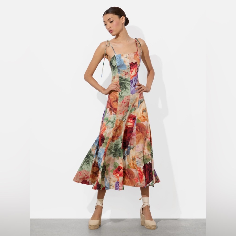 Alice and Olivia Jeanette Paneled Midi Dress
